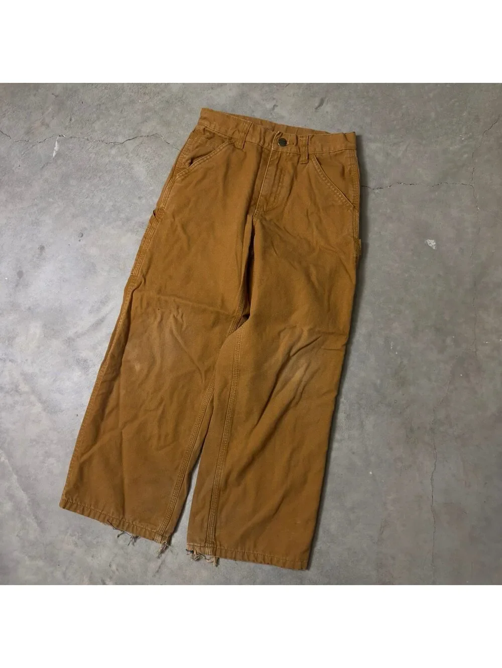 Carhartt Flannel Lined Pants Kids Size 10 Brown Baggy